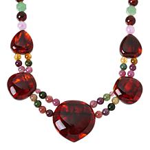 Jay King Sterling Silver Brown Amber and Multigemstone 18" Necklace