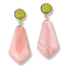 Jay King Sterling Silver Green and Pink Opal Drop Earrings