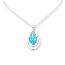 Jay King Sterling Silver Heavenly Well Lake Turquoise Pendant w/Chain