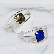 Jay King Sterling Silver Labradorite & Turquoise Reversible Flip Cuff