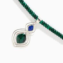 Jay King Sterling Silver Lapis & Malachite Beaded Necklace w/ Pendant