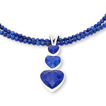 Jay King Sterling Silver Lapis Hearts Pendant with 2-Strand Necklace