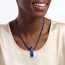 Jay King Sterling Silver Lapis Pendant with Beaded Necklace