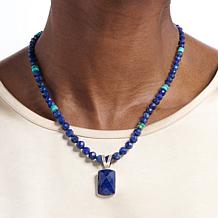 Jay King Sterling Silver Lapis Pendant with Beaded Necklace