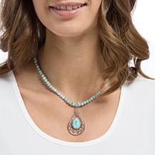 Jay King Sterling Silver Larimar Beaded Necklace with Pendant