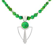 Jay King Sterling Silver Lemon Lime Turquoise Pendant with Necklace