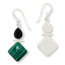 Jay King Sterling Silver Malachite and Black Chalcedony Earrings