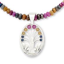 Jay King Sterling Silver Multi-Sapphire Tree of Life Pendant-Necklace