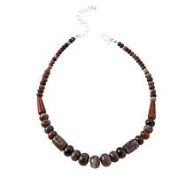 Jay King Sterling Silver Multicolor Petrified Wood Bead Necklace
