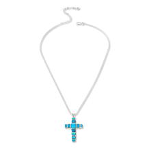 Jay King Sterling Silver Peruvian Turquoise Cross Pendant with Chain