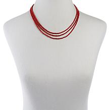 Jay King Sterling Silver Red Coral Bead 3-Strand Necklace