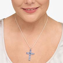 Jay King Sterling Silver Tanzanite Cross Pendant with Chain