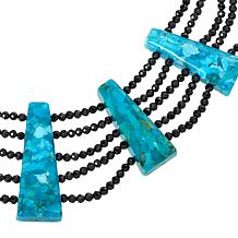 Jay King Sterling Silver Turquoise and Black Multigem 18" Necklace