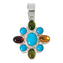 Jay King Sterling Silver Turquoise and Multicolor Tourmaline Pendant