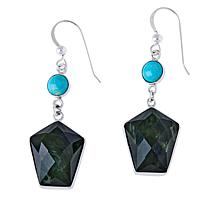 Jay King Sterling Silver Turquoise and Nephrite Jade Drop Earrings