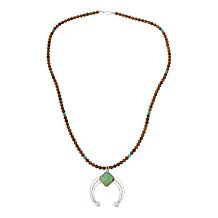 Jay King Sterling Silver Turquoise Pendant with Jarosite Bead Necklace