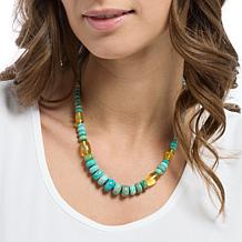 Jay King Sterling Spruce Mountain Turquoise & Green Amber Necklace