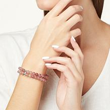 Jay King Strawberry Quartz Bead Two-Strand Stretch Bracelet