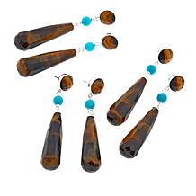 Jay King Tiger's Eye and Turquoise Drop Sterling Silver Earrings