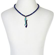 Jay King Turquoise and Lapis Inlay Pendant with Bead Necklace