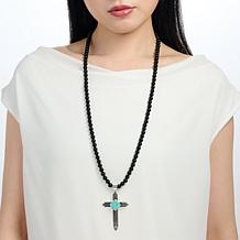 Jay King Turquoise and Midnight Chalcedony Pendant Necklace