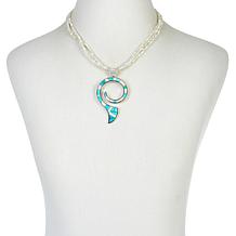 Jay King Turquoise and Mother-of-Pearl Inlay Pendant with Necklace
