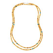 Jay King Yellow Dolomite and Turquoise Bead 60" Necklace