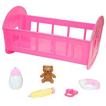 JC Toys Lil Cutesies 9" Baby Doll and Crib Bed Time Gift Set