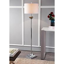 Jonathan Y Amelia Lotus 59" Smoke Gray and Chrome LED Floor Lamp