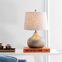 JONATHAN Y Antique Brown Bates 22" Honeycomb LED Table Lamp