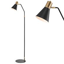 Jonathan Y Apollo 61" Metal LED Task Floor Lamp, Black/Brass Gold
