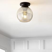 Jonathan Y Atlas 7.75" Metal & Bubbled Glass LED Flush Mount Light