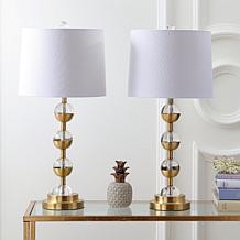 Jonathan Y Avery 27.5" Crystal and Brass LED Table Lamp - Set of 2