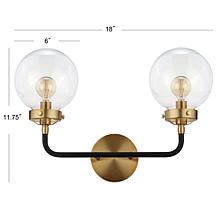 JONATHAN Y Black and Brass Caleb 18" 2-Light Brass Wall Sconce