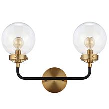 JONATHAN Y Black and Brass Caleb 18" 2-Light Brass Wall Sconce