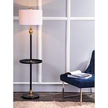 JONATHAN Y Black and Brass Evans 61" Metal LED End Table Floor Lamp
