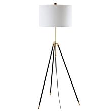 JONATHAN Y Black Brass Lucius 67" Adjustable Metal LED Floor Lamp