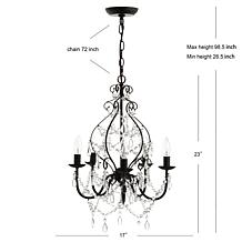 JONATHAN Y Black Maura 17" 5-Light Crystal and Metal LED Chandelier