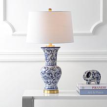 JONATHAN Y Blue and White Leo 28.5" Chinoiserie LED Table Lamp
