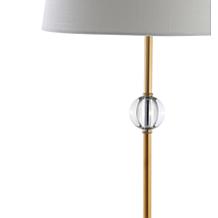 JONATHAN Y Brass Spencer 34" Crystal and Metal LED Set of 2 Table Lamp