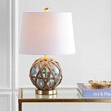 JONATHAN Y Brown Aqua Andrews 21.5" Glass Rope Table Lamp
