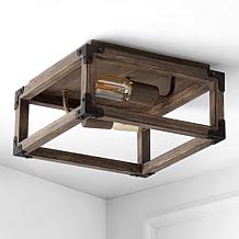 Jonathan Y Brown Darlene 13" 2-Light Iron Rustic LED Flush Mount