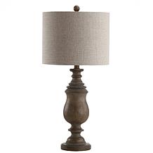 JONATHAN Y Brown Faux Wood Abeline 28.5" Resin LED Table Lamp