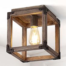 Jonathan Y Brown Magnolia 8" Iron Rustic Farmhouse LED Flush Mount