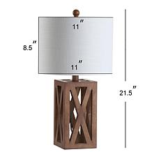 Jonathan Y Brown Stewart 21.5" Wood LED Table Lamp
