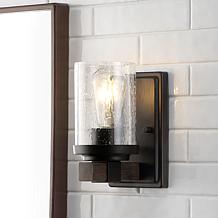 Jonathan Y Bungalow 4.5" Iron/Seeded Glass Rustic LED Vanity Light