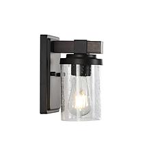 Jonathan Y Bungalow 4.5" Iron/Seeded Glass Rustic LED Vanity Light