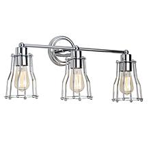 JONATHAN Y Chrome Evelyn 24" 3-light Metal Vanity Light