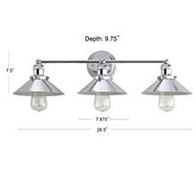 JONATHAN Y Chrome June 26.5" 3-light Metal Vanity Light