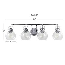 JONATHAN Y Chrome Shirley 34" 4-light Metal Bubbled Glass Vanity Light